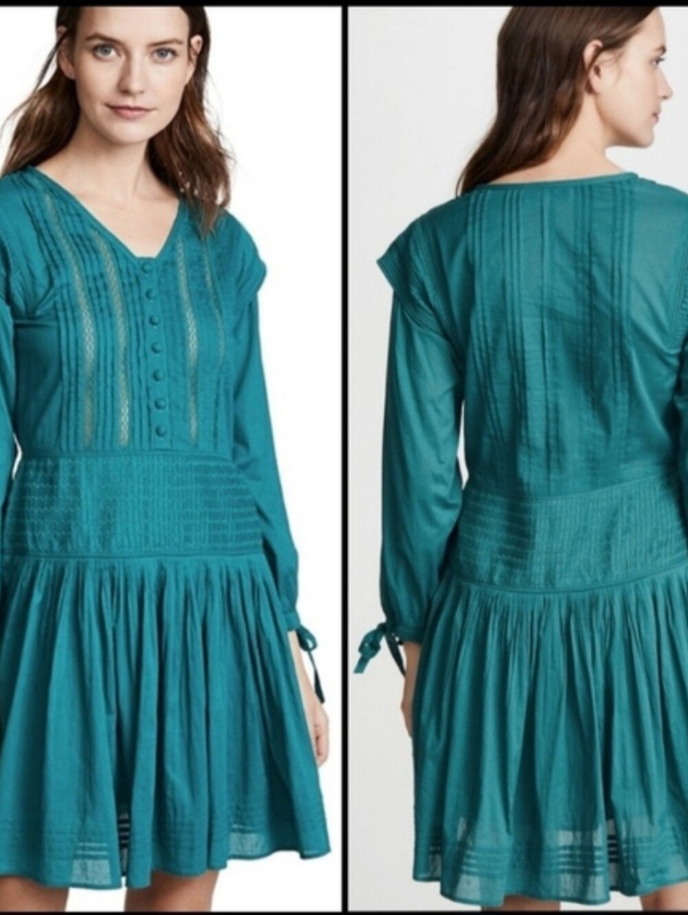Sea New York Hemingway Micro Pleated Day dress in Emerald Green Color. Size 2